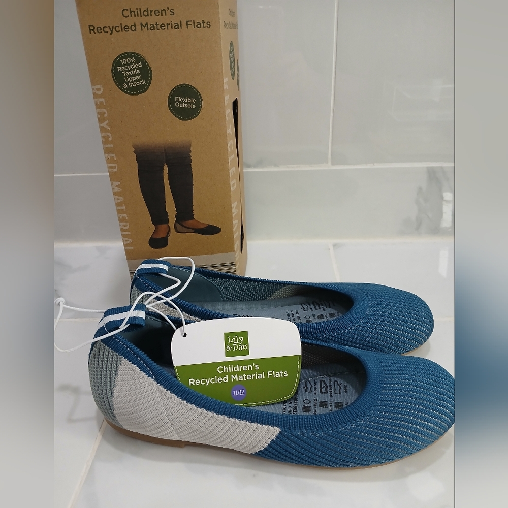 Ballet Flats Lily & Dan Blue Girls Size 11-12 Recycled Material NEW IN BOX